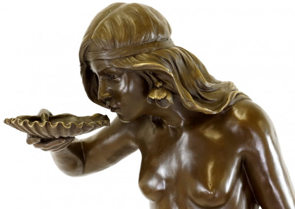 Girl Drinking from a Shell - Jugendstil Bronze - E. McCartan