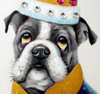 Bulldog King – Witziges Hundebild – Martin Klein – Tiergemälde - Bulldogge