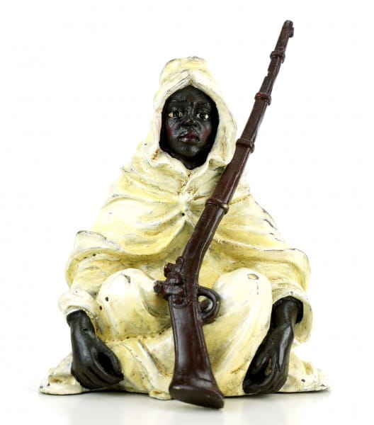Araberkrieger mit Gewehr - Wiener Bronze - Beduine - gestempelt
