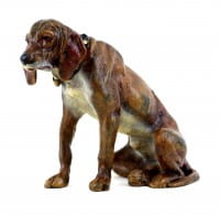 Wiener Bronze Hund - Sitzender Jagdhund - Hundeskulptur - gest. Bergmann