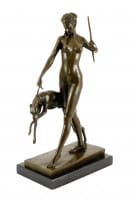 Bronzeskulptur - Diana mit Hund - sign. Edward McCartan