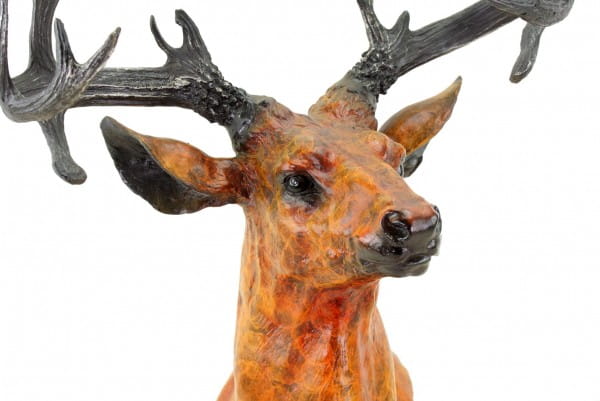 Große Hirsch Büste - Bronzefigur auf Marmor - signiert Bonheur