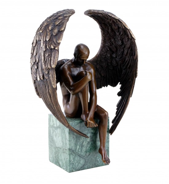 Engel Akt Figur - Moderner Männerakt aus Bronze - Erotischer Engel
