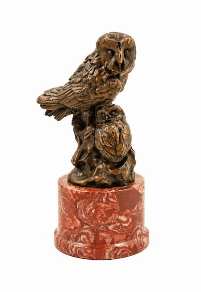 Tierskulptur aus Bronze - Zwei Eulen - signiert Milo - Eulen Deko