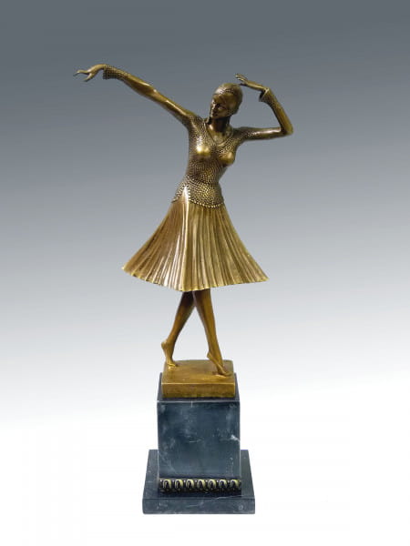 Art Deco Bronze Tänzerin auf Marmorsockel von Chiparus (Miro)