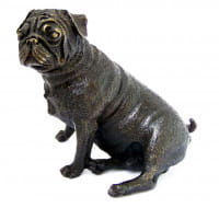Kleiner sitzender Mops - Tierbronze Skulptur - Wiener Bronze