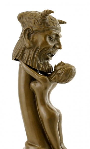 Zweiteilige Erotik-Bronze - Phallus anbetende Frau