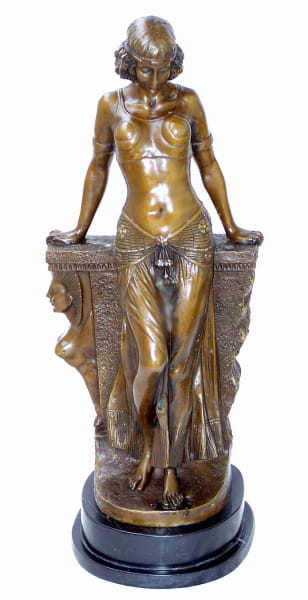 Art Deco Bronzefigur - Ägypterin Großfigur - auf Marmor sign.