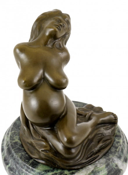 Moderner Kunstguss aus Bronze - Die Schwangere - sign. Milo