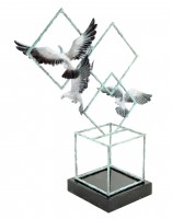 Ways of Liberty von Martin Klein - Tierskulptur - Tauben - limitierte Bronzefigur