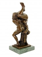 Homoerotische Bronzestatue - Kampfeslust - signiert Milo