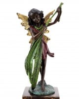 Elfen Figur aus Bronze - Elfe mit Farnblatt - Jugendstil - sign. Milo