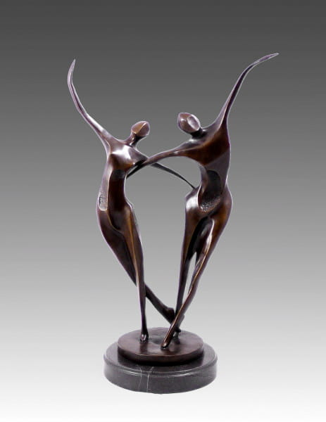Moderne Bronzefigur - Tanzpaar Abstract Dancer - signiert Milo
