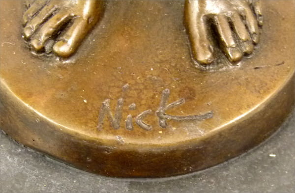 Erotik Bronze- Stehender Mann mit steifen Phallus- sign. M. Nick