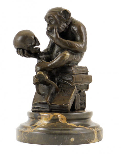 Bronzefigur - Affe mit Schädel - Milo - Wolfgang Hugo Rheinhold