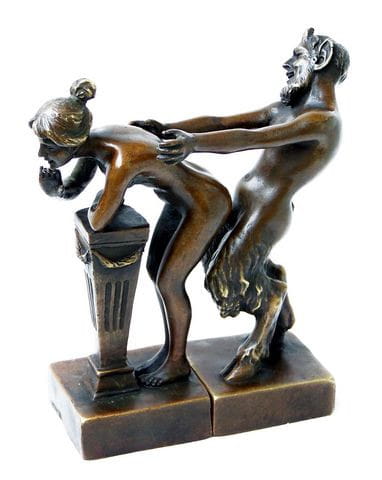 Erotik Wiener Bronze Faun / Satyr m. Jungfrau, 2teilig Bergmann