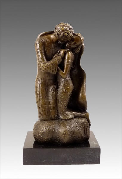 Skulptur aus Bronze - Der Kuss - Hommage an Gustav Klimt