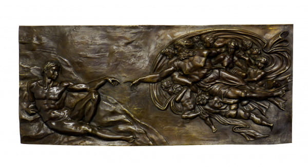 Mythologie Relief - Die Erschaffung Adams - signiert Michelangel