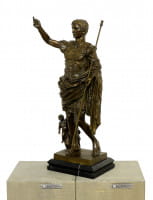 Römische Bronzefigur - Kaiser Augustus - signiert Augustus