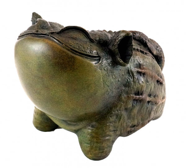Lustige chinesische Bronze Kröte - signiert von Milo