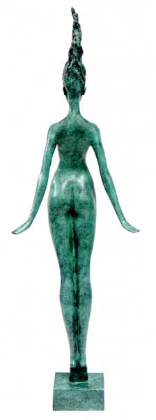 Filigraner Frauenakt aus Bronze - Die Schwebende - sign. Milo