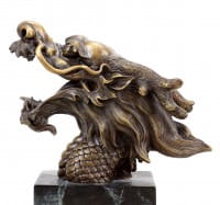 Chinesischer Drachenkopf aus Bronze - Drache Lóng - sign. Martin Klein