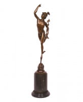 Hermes Bronze - Giambologna auf Marmor- Griechische Legende