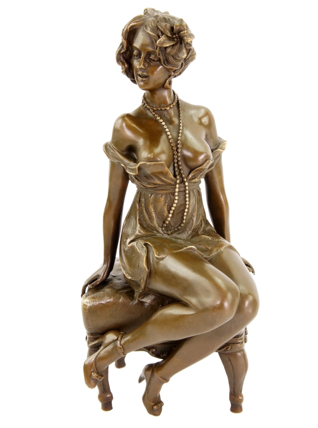 Bronzeskulptur Erotische Bronzefigur Akt Frau H.14cm Statue nach Milo 