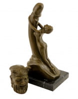 Zweiteilige Erotik Bronzefigur - Phallus anbetende Frau