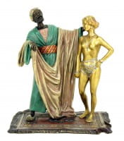 Wiener Bronze Figur - Sklavenhändler mit nackter Sklavin - Bergmann