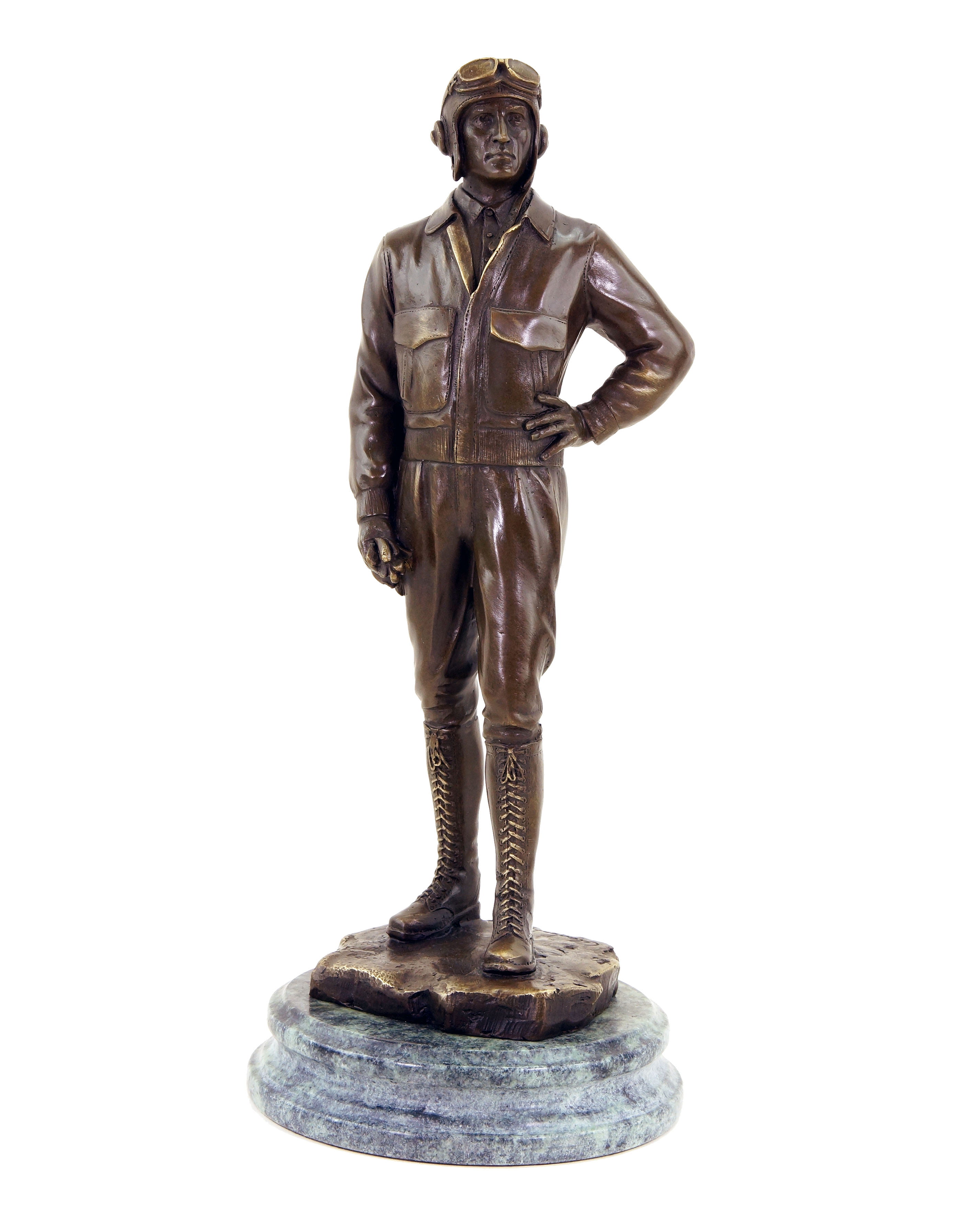 Stilarts Bronzefigur Bronze Büste Figur Flieger Pilot Militaria Dachbodenfund 