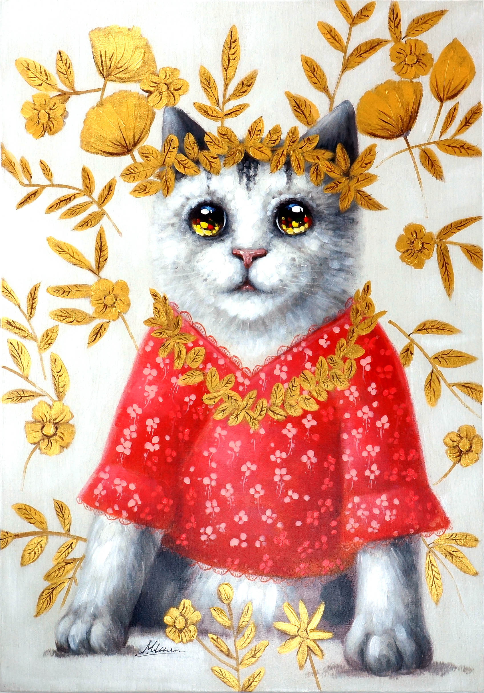 Katzengemälde – Pyjama Klein – Katzenbild Cat Martin –
