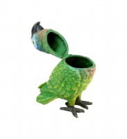 Handbemalter Papagei - Wiener Bronze Streichholzständer - Vogelfigur