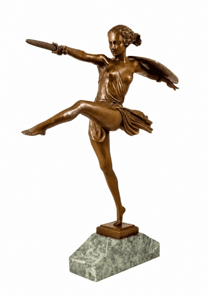 Art Deco Bronzefigur - Pierre le Faguays - Die Amazone - signiert