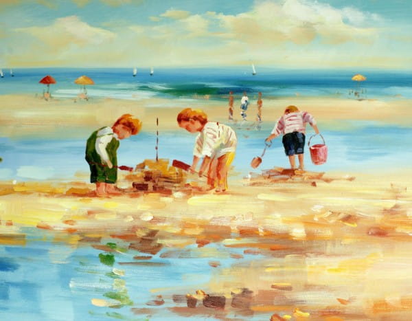 Ein Tag am Meer - Ölgemälde - Martin Klein - Strandbild auf Leinwand