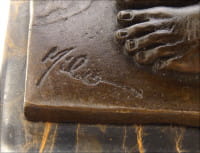 Abstrakte Bronzeskulptur - Kopfsprung - signiert Milo