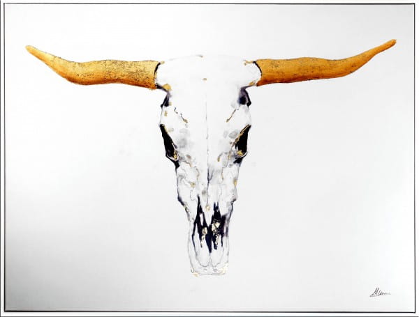 Exklusiver Bullenschädel – Acrylbild mit Gold – Martin Klein