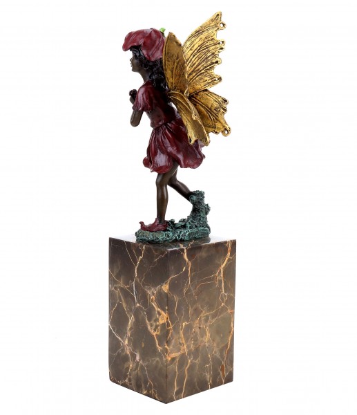 Elfen Figur - Blumenelfe - Bronze auf Marmorsockel - Jugendstil - Milo