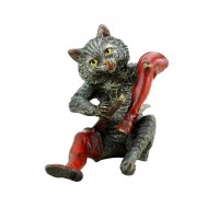 Wiener Bronze Katze - Gestiefelter Kater - handbemalte Miniaturbronze