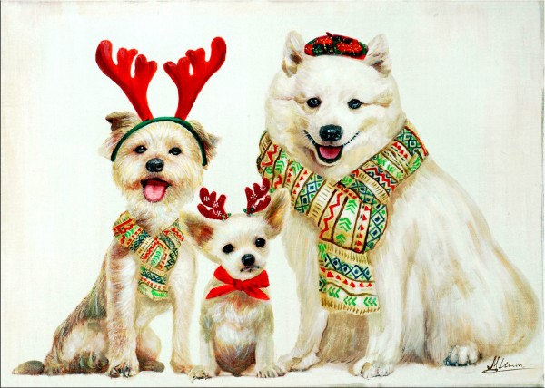 Christmas Dogs – Wandbild – Martin Klein - Weihnachtsdeko