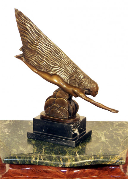 Art Deco Bronze (Der Komet) auf Marmor signiert Guiraud Riviére