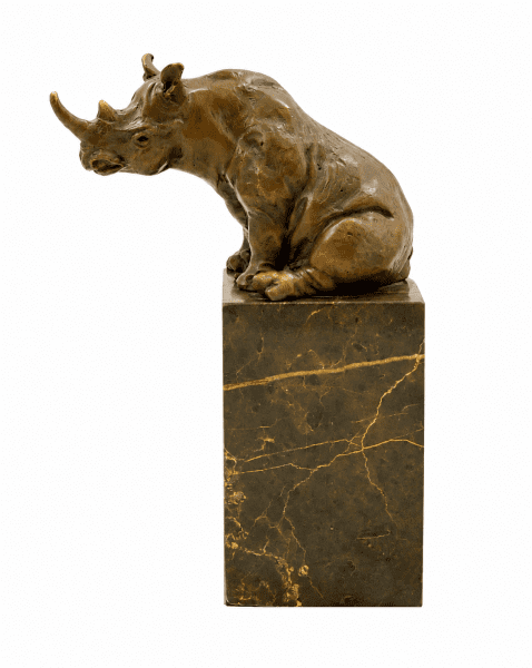 Nashorn Deko - Sitzendes Nashorn Figur - signiert Milo
