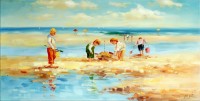 Ein Tag am Meer - Ölgemälde - Martin Klein - Strandbild auf Leinwand 