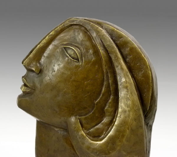 Moderne Bronzeskulptur - Frauenkopf - nach Picasso