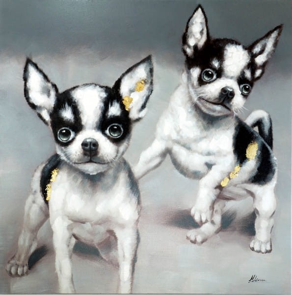 Cute Chihuahuas – Wandbild mit Hunden – Martin Klein - Gemälde