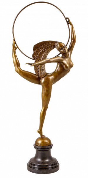 Art Deco Stil - Tänzerin mit Ring - J. P. Morante - Bronzefigur