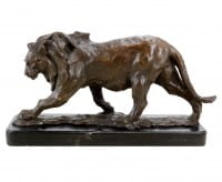 Limitierte Tierfigur aus Bronze - Löwe im Laufen - signiert Bugatti