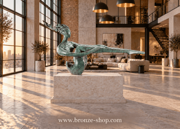 abstrakte gartenskulptur in bronze