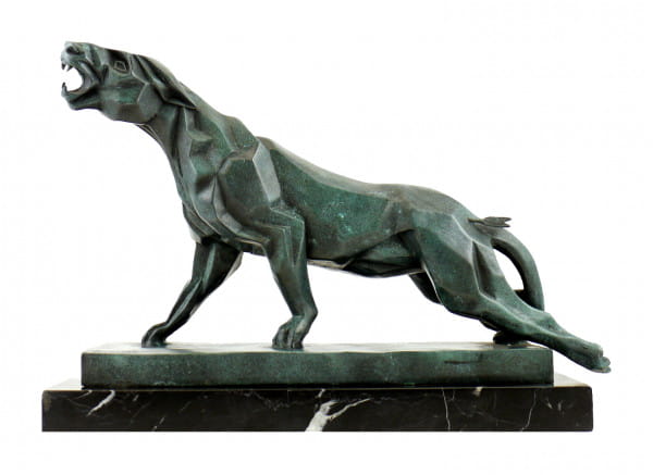 Kubismus Bronze Panther signiert Duvernet