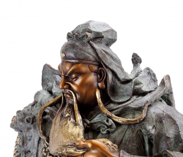 General Guan Yu - Opulente Bronzestaue - Samurai Skulptur - sign. Milo
